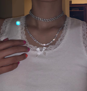 Thin Cuban Link Choker in White Gold