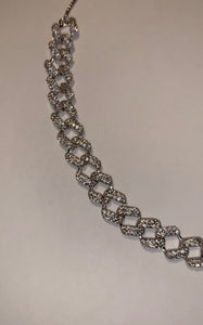 Thin Cuban Link Choker in White Gold