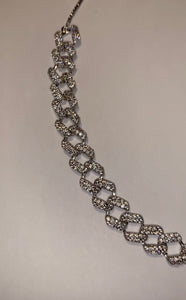 Thin Cuban Link Choker in White Gold