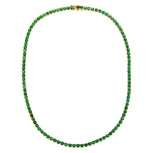 Emerald 14K Gold Tennis Necklace